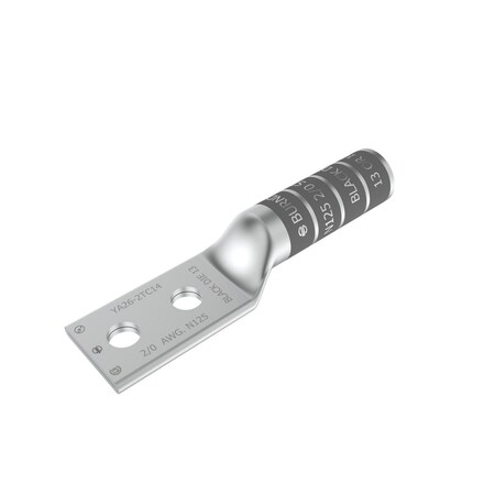 Burndy Copper Compression lug, 2 Hole w/o Inspection Window, 2/0 AWG, 1/4" St YA262TC14